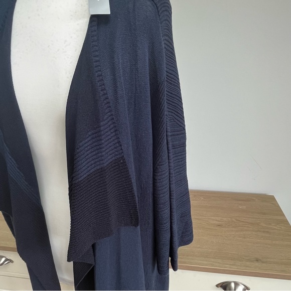 Per una knit waterfall Long cardigan Navy Blue Size Large BNWT - Picture 3 of 12